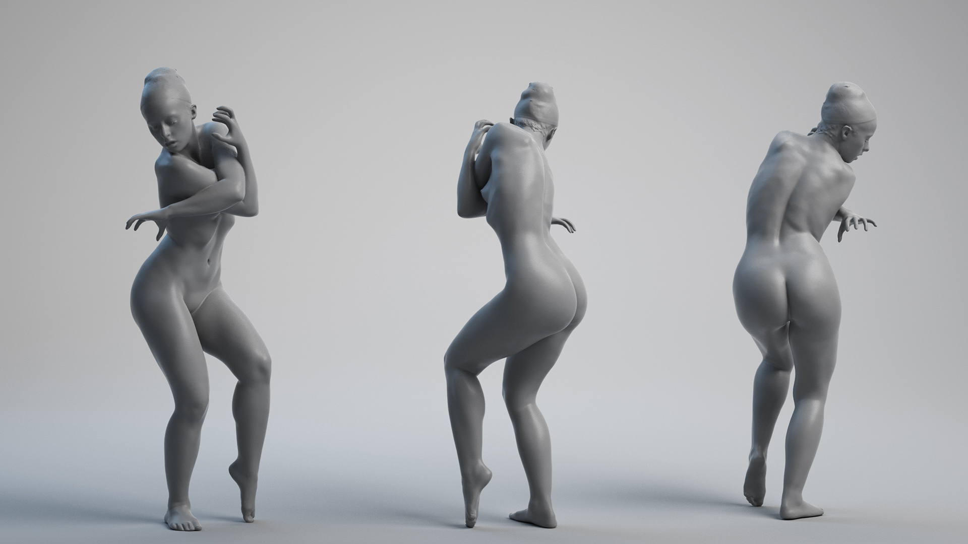 Woman twisting ciruceus harlequin 3d model pose